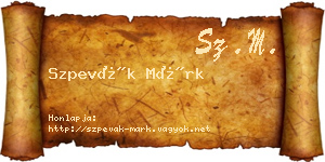 Szpevák Márk névjegykártya
