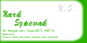 mark szpevak business card